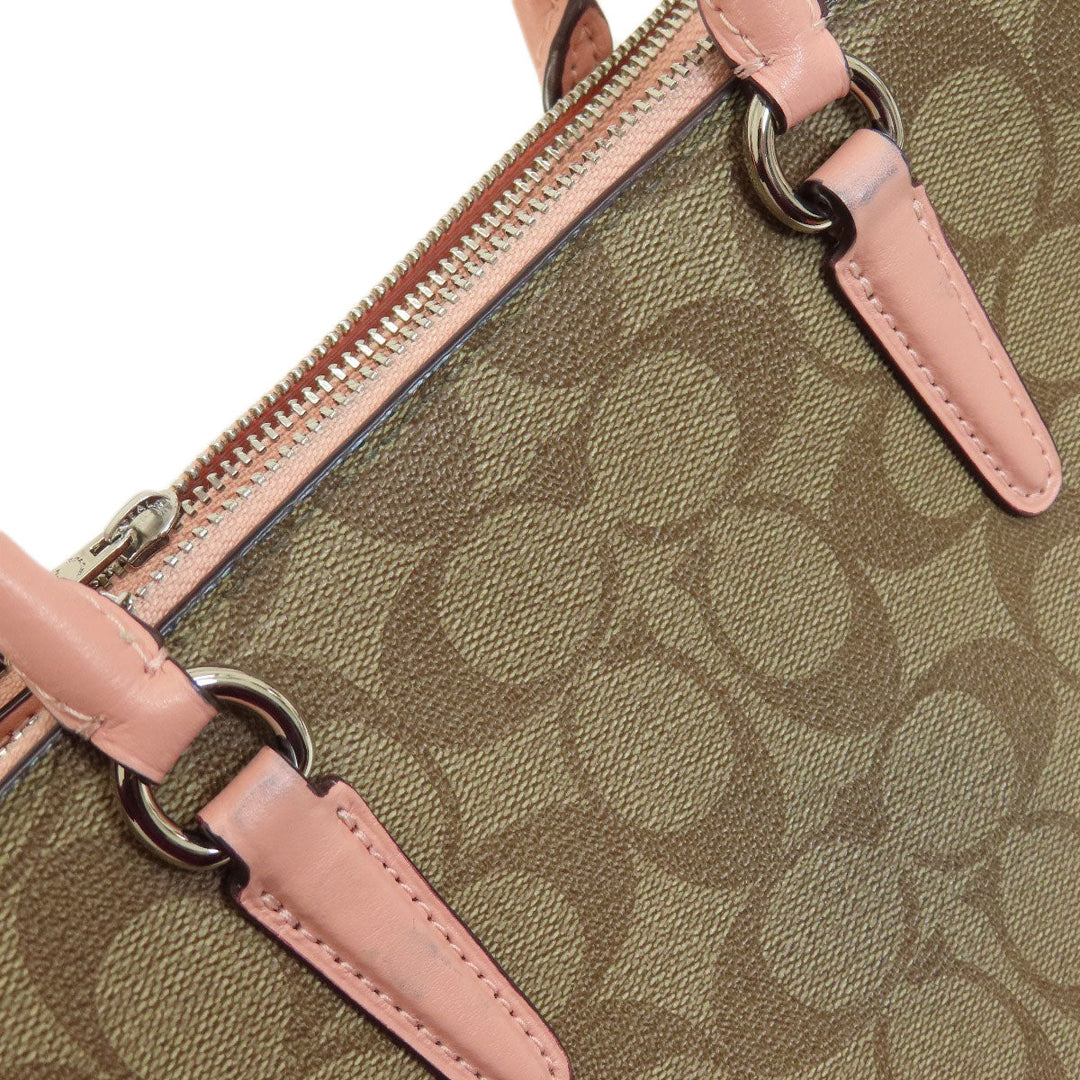 COACH Handbag F67027 PVC Brown Signature 2WAY Women Used Authentic