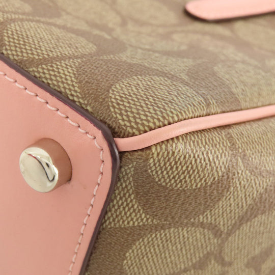 COACH Handbag F67027 PVC Brown Signature 2WAY Women Used Authentic