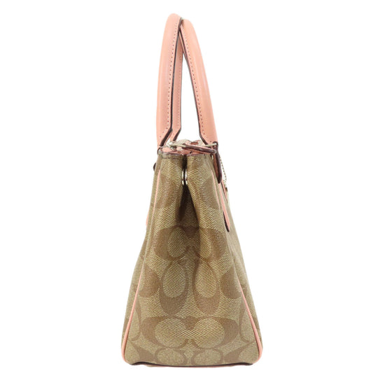 COACH Handbag F67027 PVC Brown Signature 2WAY Women Used Authentic