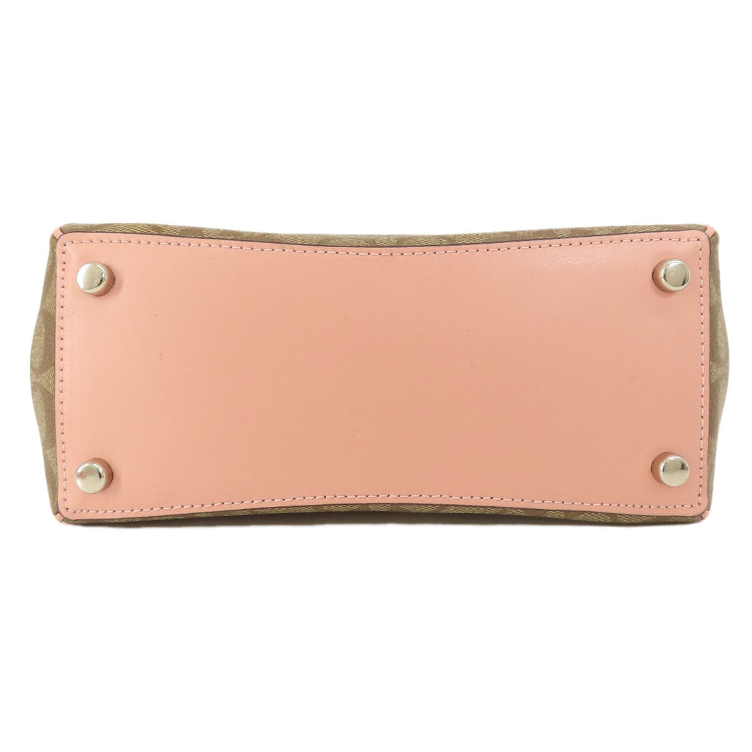 COACH Handbag F67027 PVC Brown Signature 2WAY Women Used Authentic