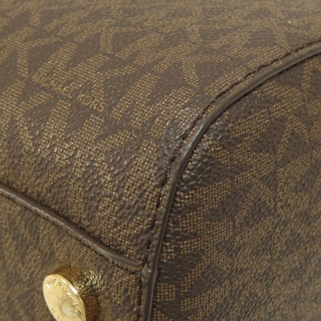 MICHAEL KORS Boston Duffel bag Coated canvas Brown Mini Boston MK Signature 2WAY