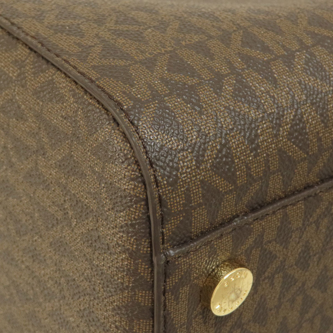 MICHAEL KORS Boston Duffel bag Coated canvas Brown Mini Boston MK Signature 2WAY