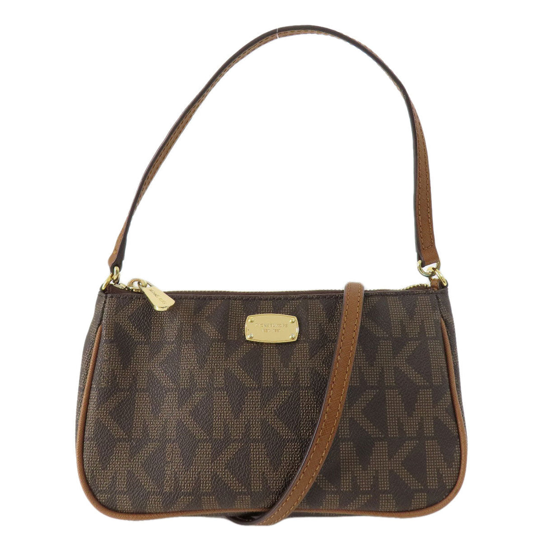 MICHAEL KORS Handbag PVC Brown MK Signature 2WAY Women Used Authentic