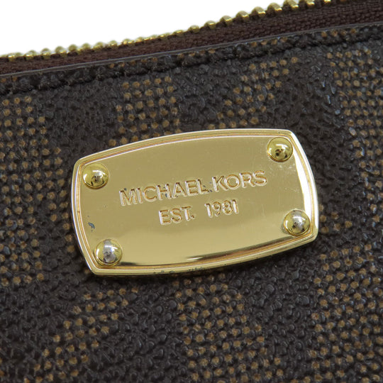 MICHAEL KORS Handbag PVC Brown MK Signature 2WAY Women Used Authentic