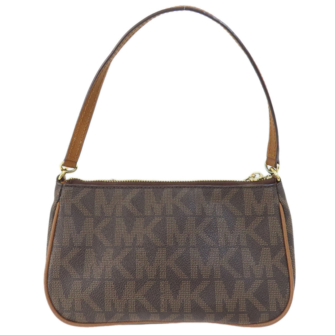MICHAEL KORS Handbag PVC Brown MK Signature 2WAY Women Used Authentic