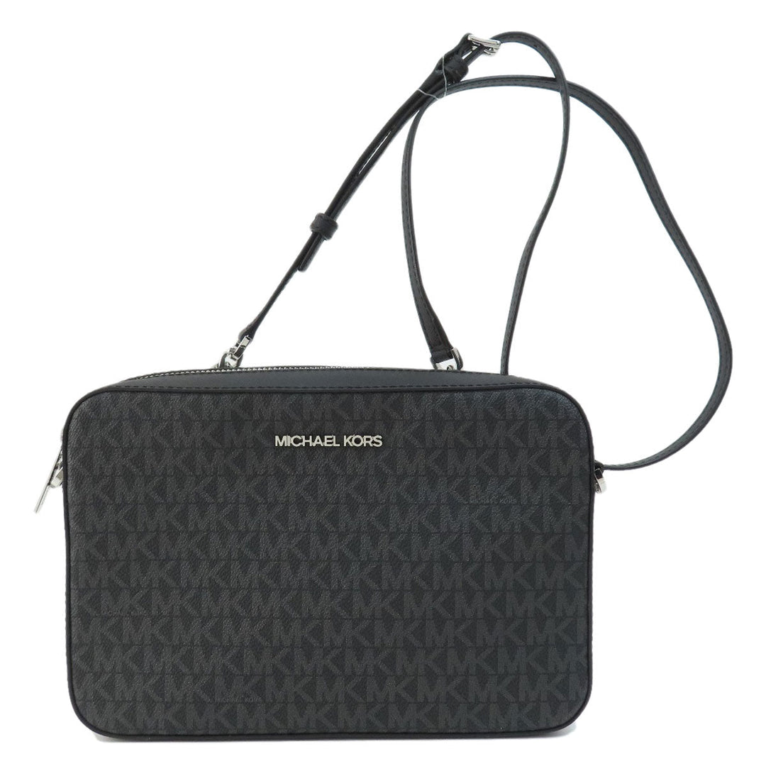 MICHAEL KORS Shoulder Bag Coated canvas black MK signature Women Used Authentic