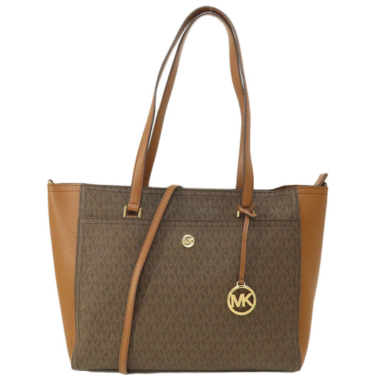 MICHAEL KORS Tote Bag PVC Brown MK Signature 2WAY Women Used Authentic