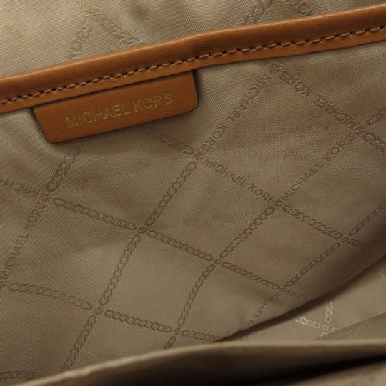 MICHAEL KORS Shoulder Bag Leather, Coated Canvas Brown MK signature Women Used Authentic
