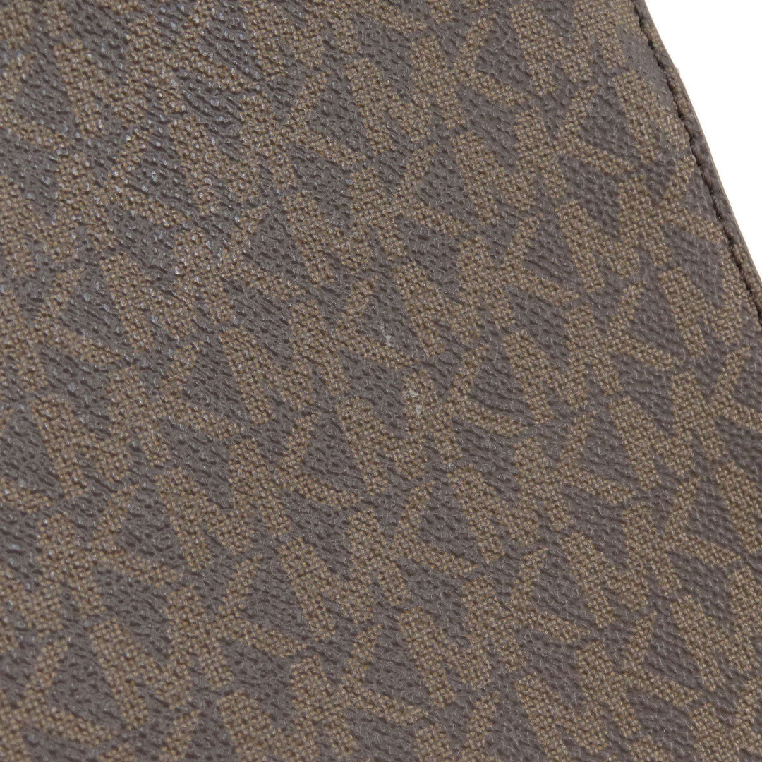 MICHAEL KORS Shoulder Bag Leather, Coated Canvas Brown MK signature Women Used Authentic