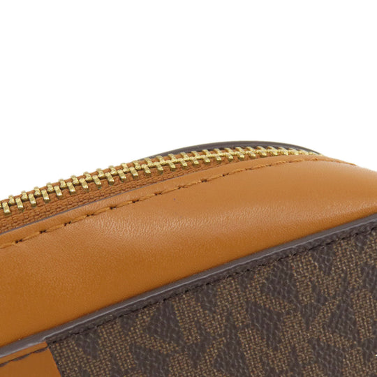 MICHAEL KORS Shoulder Bag Leather, Coated Canvas Brown MK signature Women Used Authentic