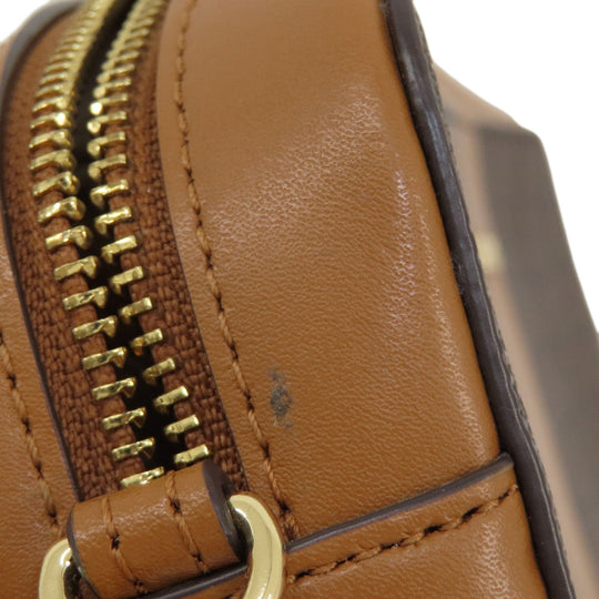 MICHAEL KORS Shoulder Bag Leather, Coated Canvas Brown MK signature Women Used Authentic