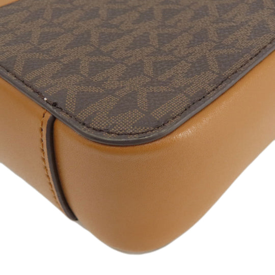 MICHAEL KORS Shoulder Bag Leather, Coated Canvas Brown MK signature Women Used Authentic