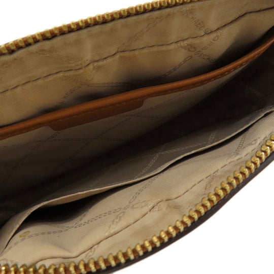 MICHAEL KORS Shoulder Bag Leather, Coated Canvas Brown MK signature Women Used Authentic