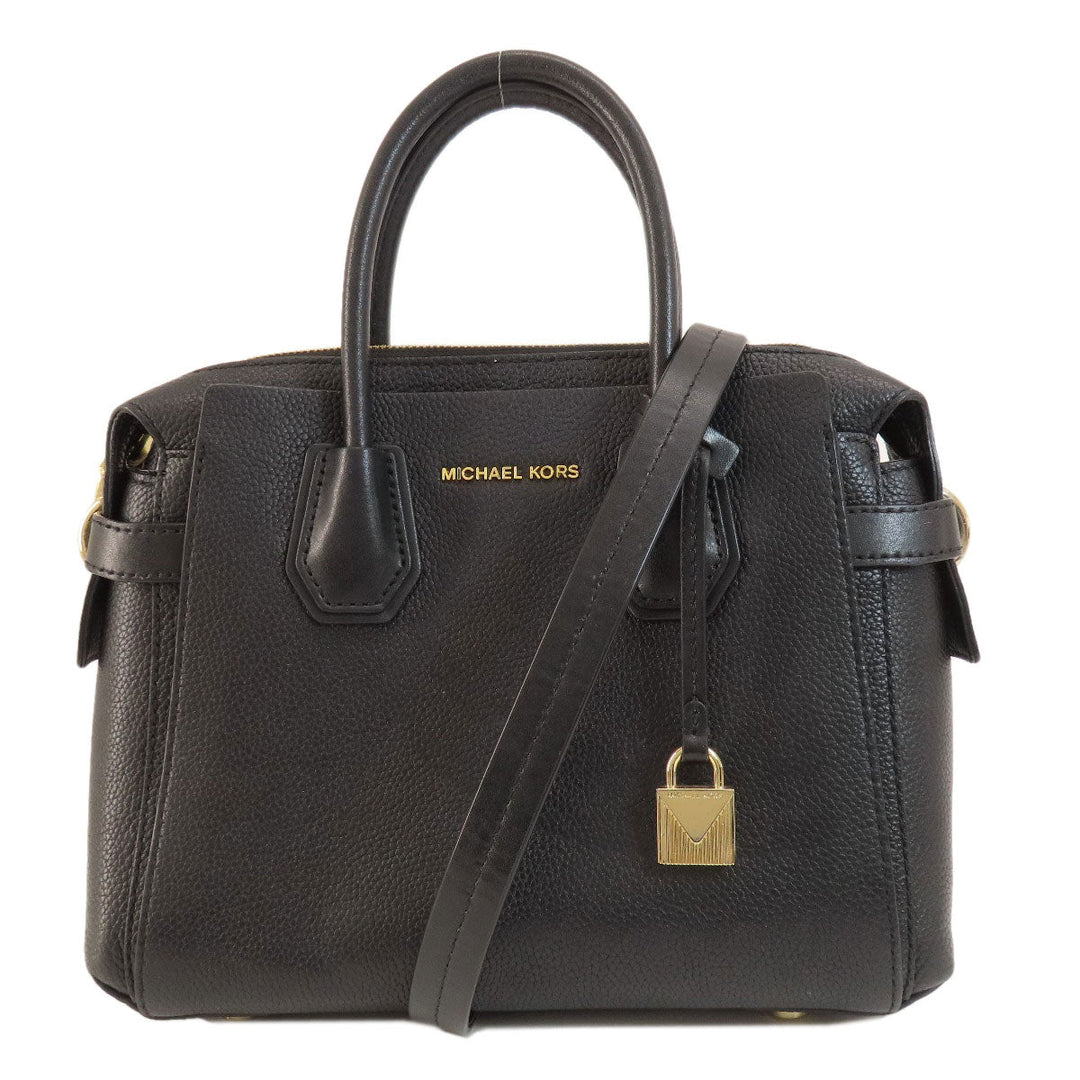 MICHAEL KORS Handbag leather black logo 2WAY Women Used Authentic