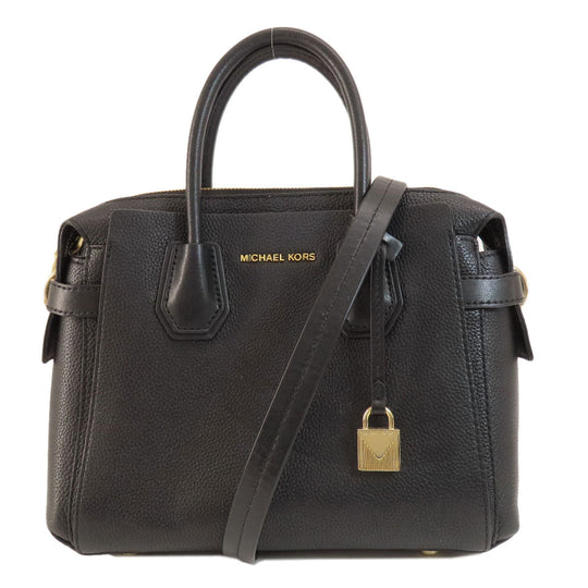 MICHAEL KORS Handbag leather black logo 2WAY Women Used Authentic