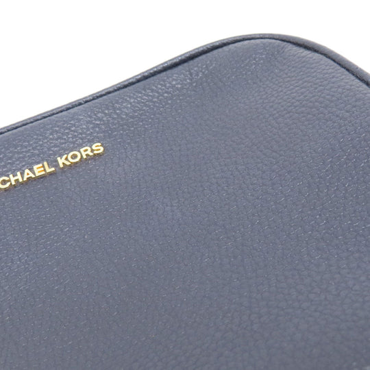 MICHAEL KORS Shoulder Bag leather Navy logo Women Used Authentic