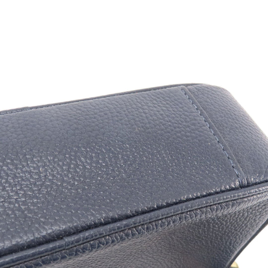 MICHAEL KORS Shoulder Bag leather Navy logo Women Used Authentic