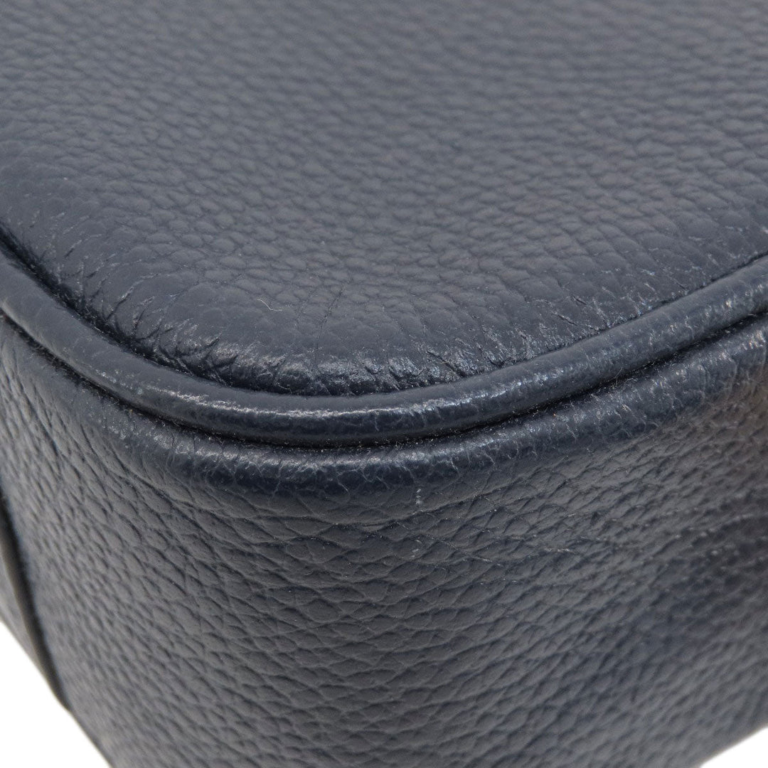 MICHAEL KORS Shoulder Bag leather Navy logo Women Used Authentic