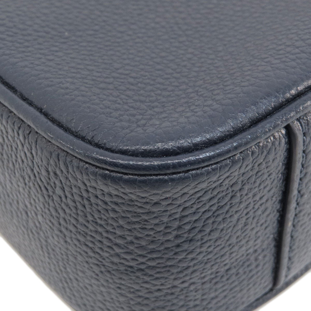 MICHAEL KORS Shoulder Bag leather Navy logo Women Used Authentic