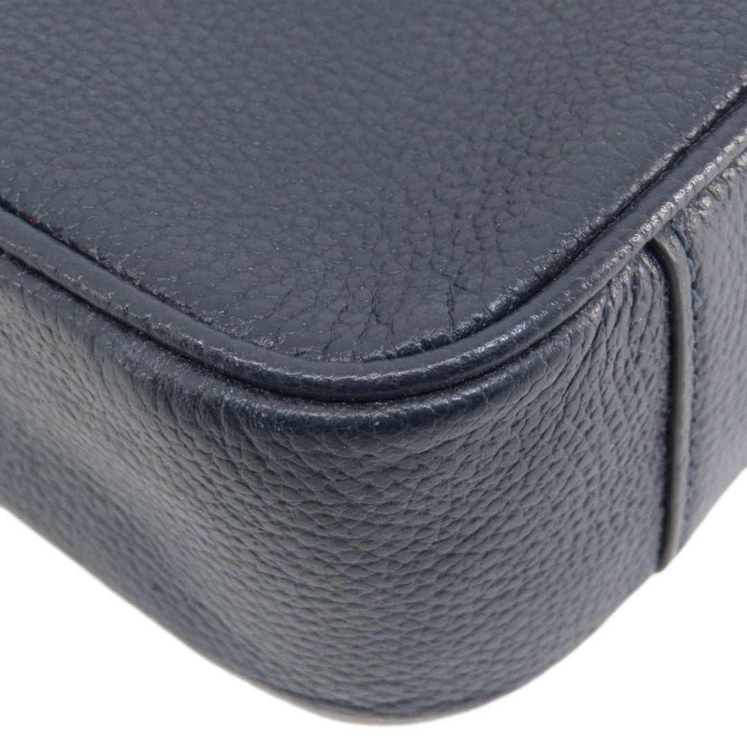 MICHAEL KORS Shoulder Bag leather Navy logo Women Used Authentic