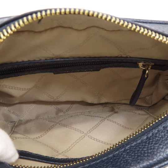 MICHAEL KORS Shoulder Bag leather Navy logo Women Used Authentic