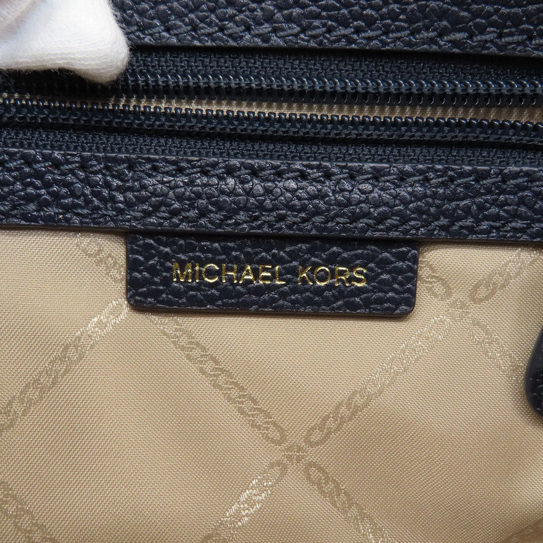 MICHAEL KORS Shoulder Bag leather Navy logo Women Used Authentic