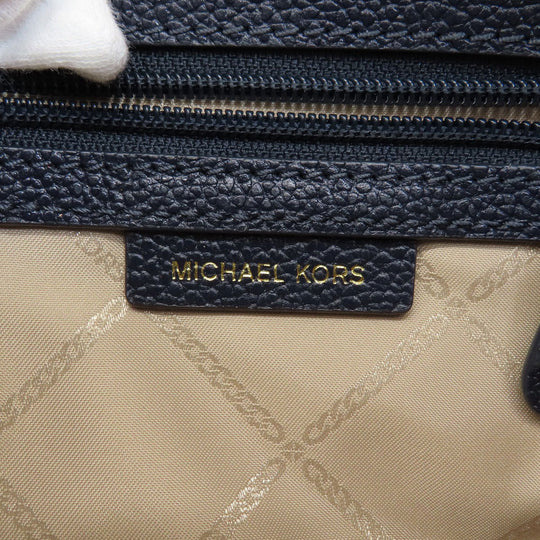 MICHAEL KORS Shoulder Bag leather Navy logo Women Used Authentic