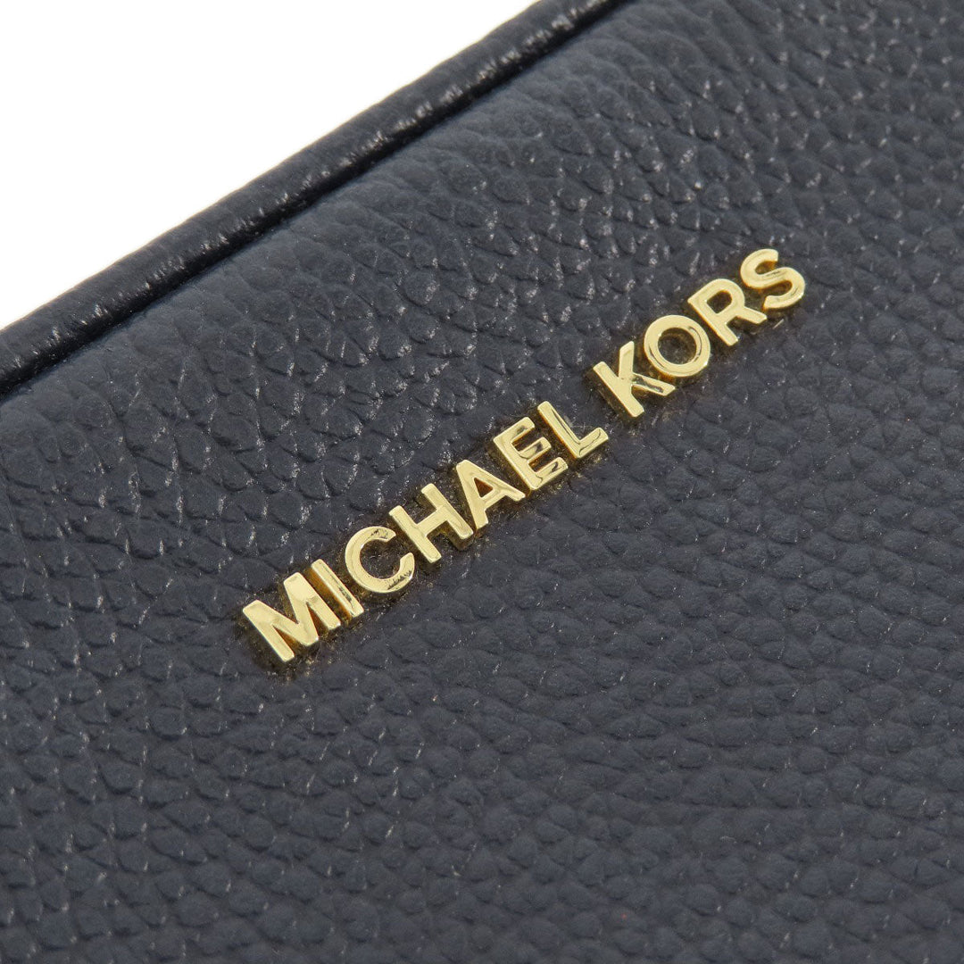 MICHAEL KORS Shoulder Bag leather Navy logo Women Used Authentic