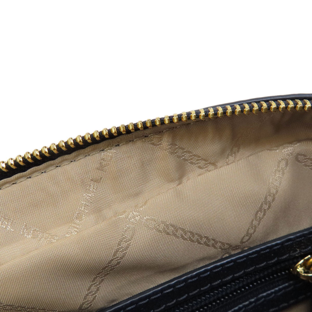 MICHAEL KORS Shoulder Bag leather Navy logo Women Used Authentic