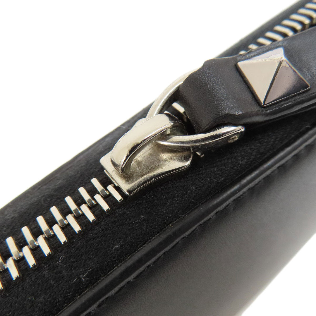 Valentino Long Wallet Purse leather black logo