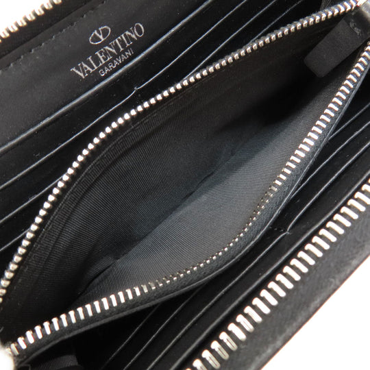 Valentino Long Wallet Purse leather black logo