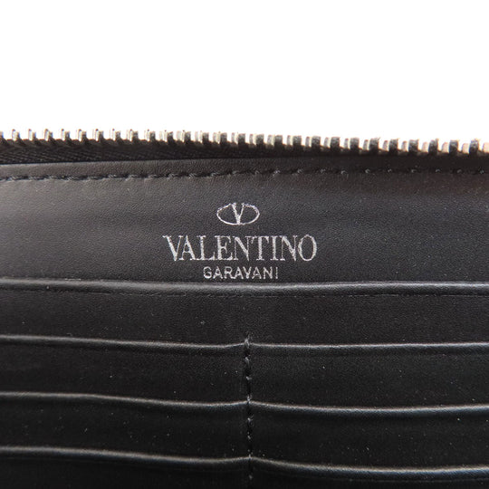 Valentino Long Wallet Purse leather black logo