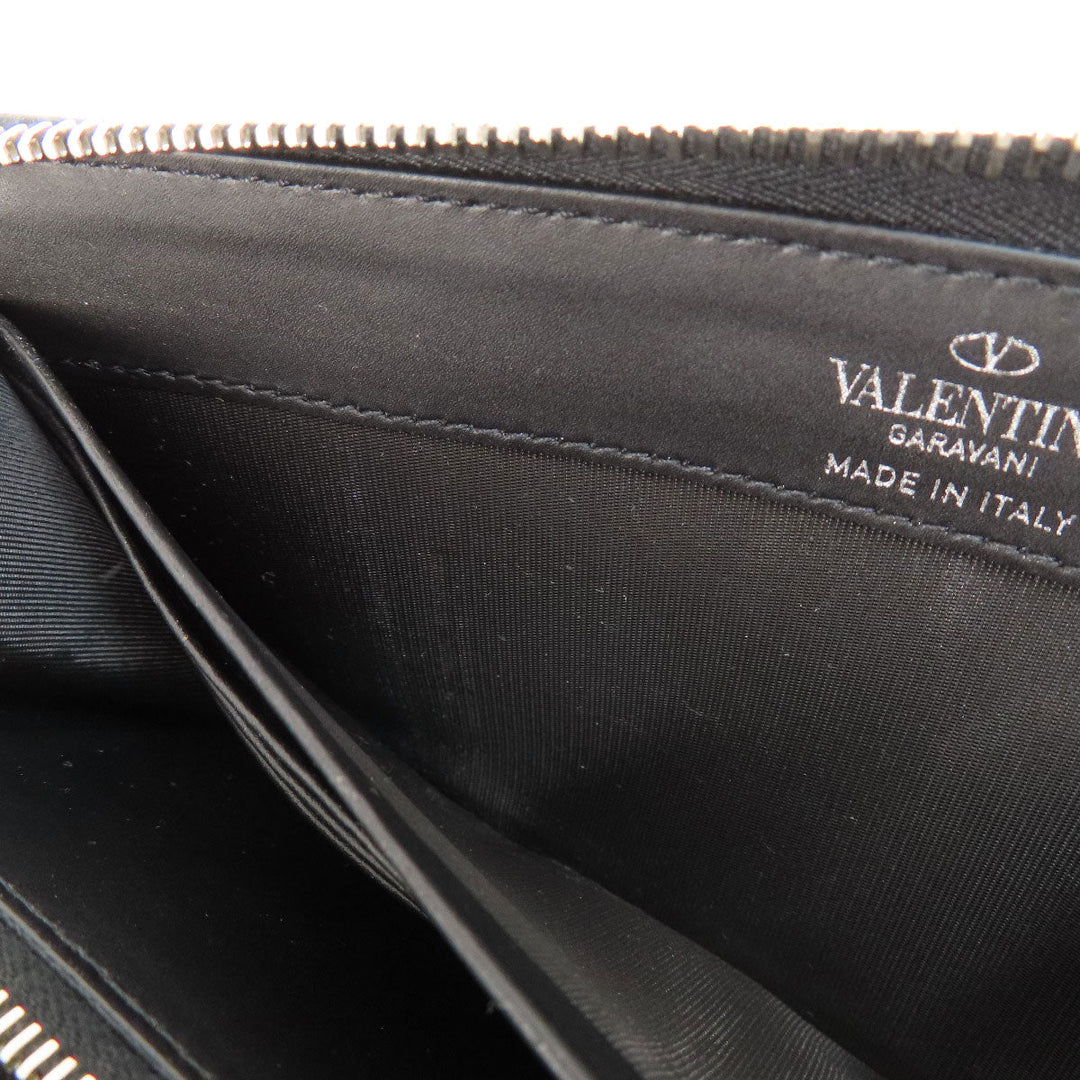 Valentino Long Wallet Purse leather black logo