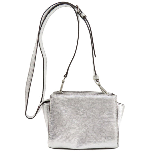 MICHAEL KORS Shoulder Bag leather Silver logo Women Used Authentic