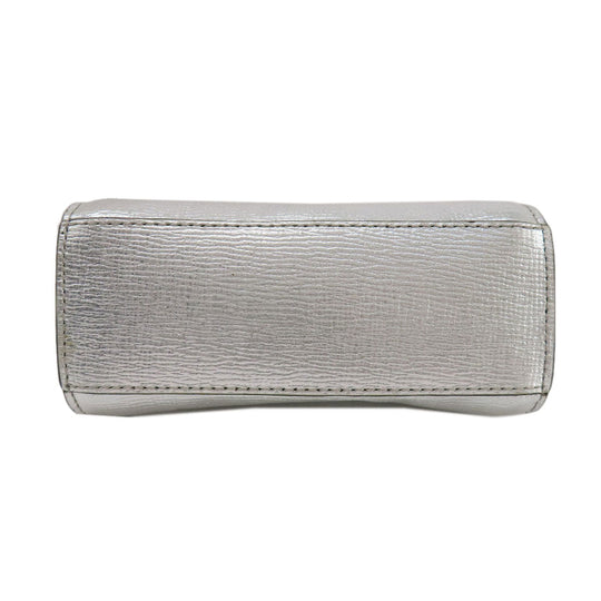 MICHAEL KORS Shoulder Bag leather Silver logo Women Used Authentic