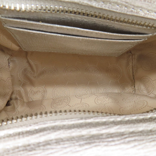 MICHAEL KORS Shoulder Bag leather Silver logo Women Used Authentic
