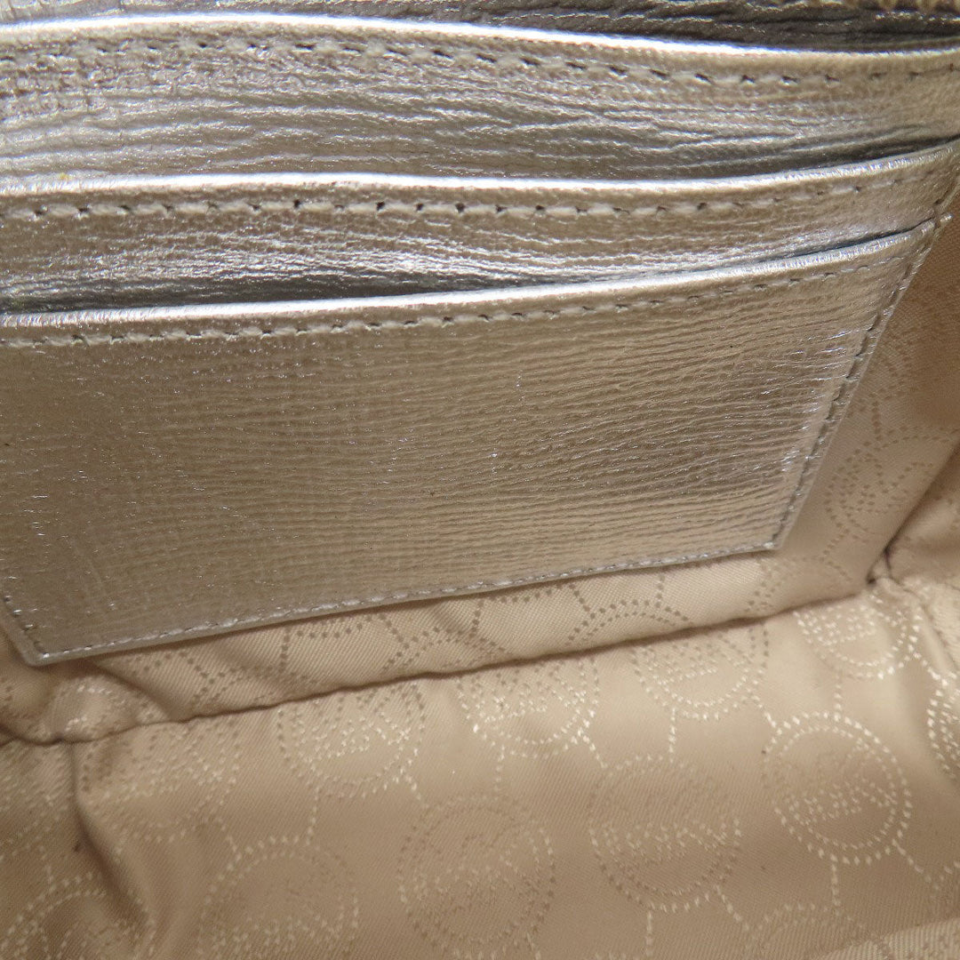 MICHAEL KORS Shoulder Bag leather Silver logo Women Used Authentic