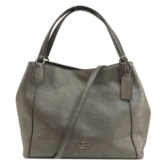 COACH Handbag 36101 leather gray 2WAY Women Used Authentic