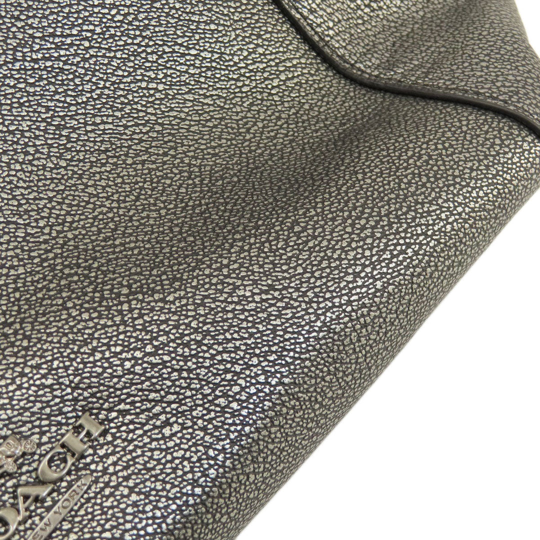 COACH Handbag 36101 leather gray 2WAY Women Used Authentic