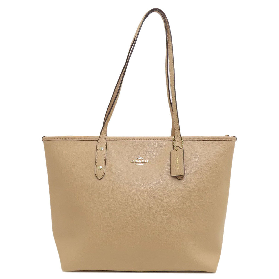 COACH Tote Bag F57522 leather beige logo Women Used Authentic