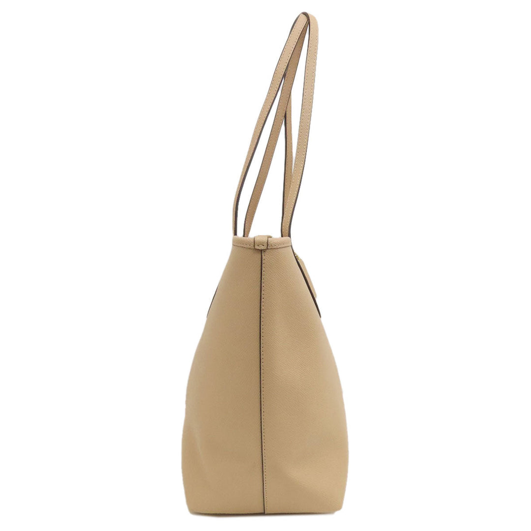 COACH Tote Bag F57522 leather beige logo Women Used Authentic