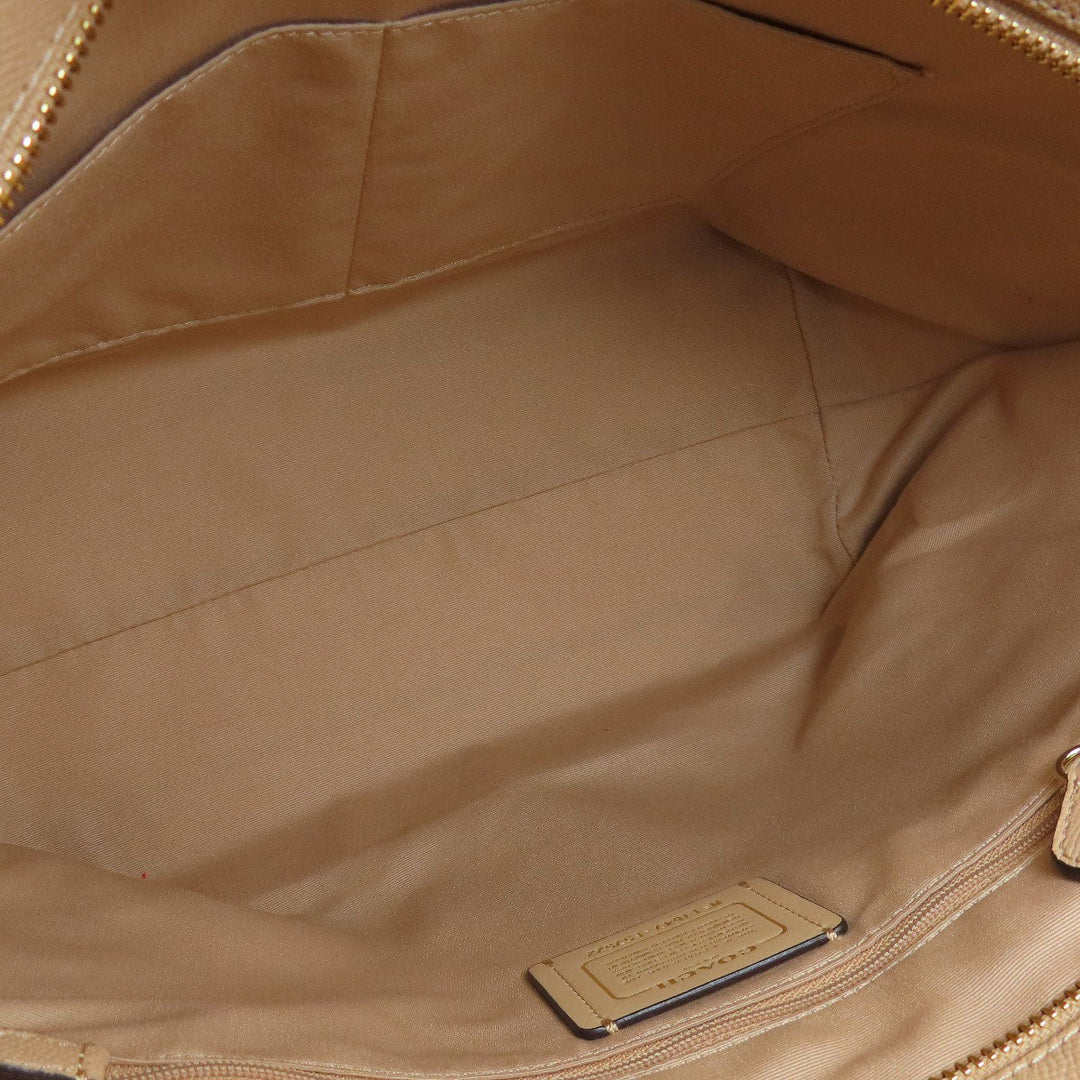 COACH Tote Bag F57522 leather beige logo Women Used Authentic