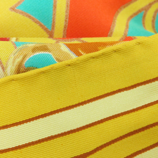 CHANEL scarf silk yellow Jewelry motif Women Used Authentic