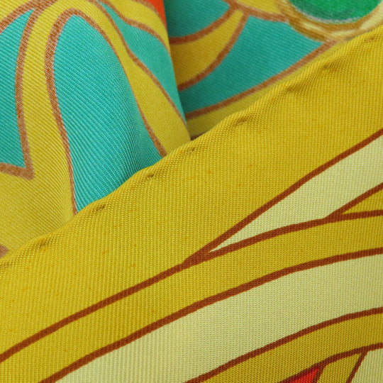CHANEL scarf silk yellow Jewelry motif Women Used Authentic