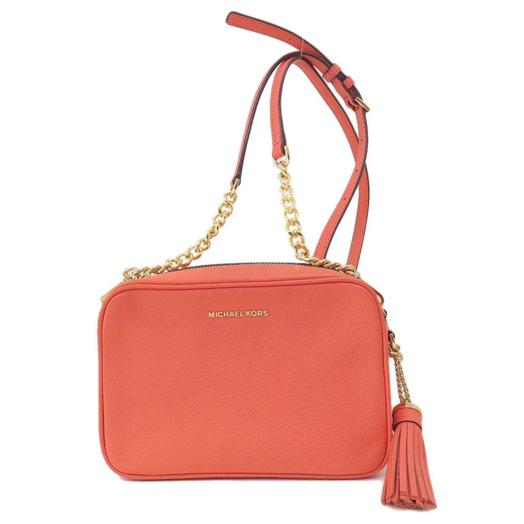 MICHAEL KORS Shoulder Bag leather Orange logo Women Used Authentic