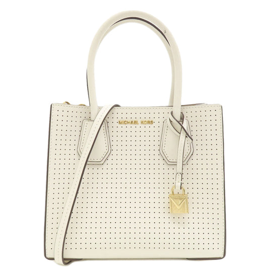 MICHAEL KORS Handbag leather white Punching 2WAY Women Used Authentic