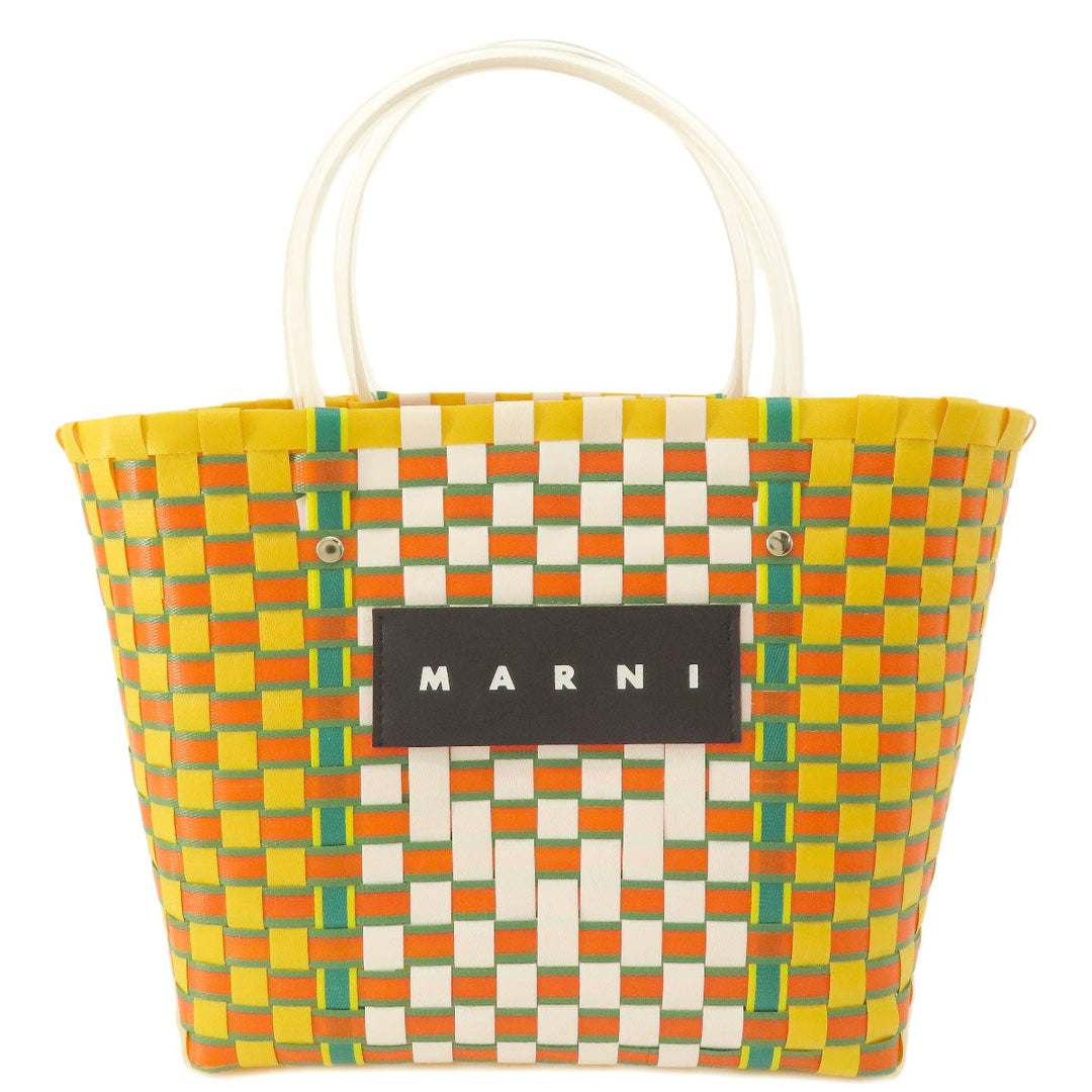 MARNI Tote Bag PVC yellow logo Women Used Authentic