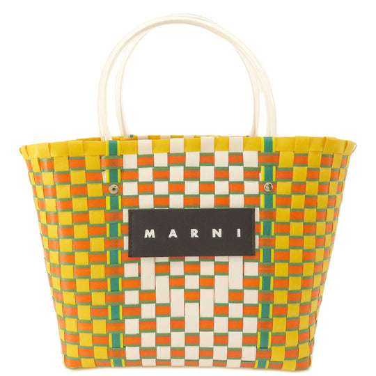 MARNI Tote Bag PVC yellow logo Women Used Authentic