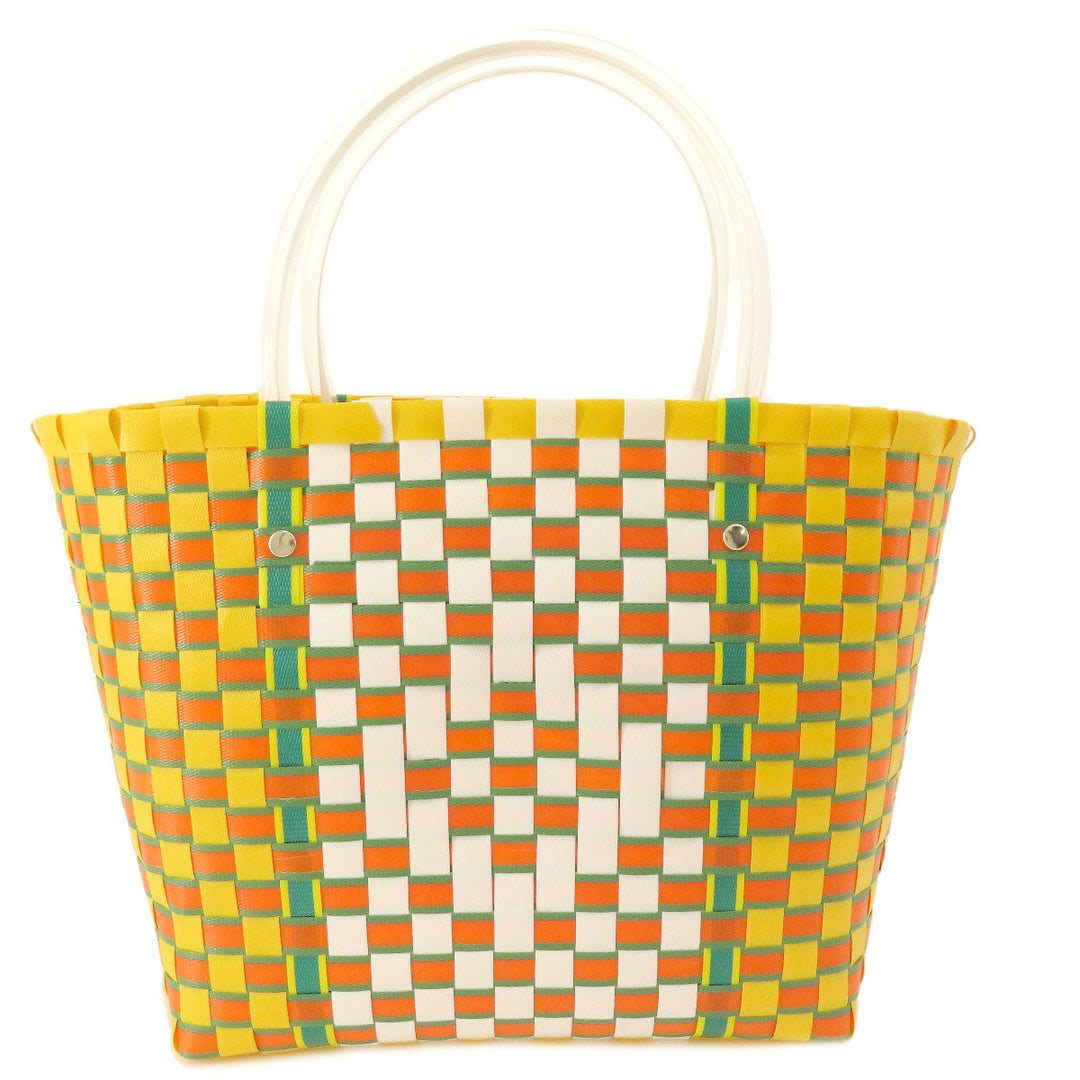 MARNI Tote Bag PVC yellow logo Women Used Authentic
