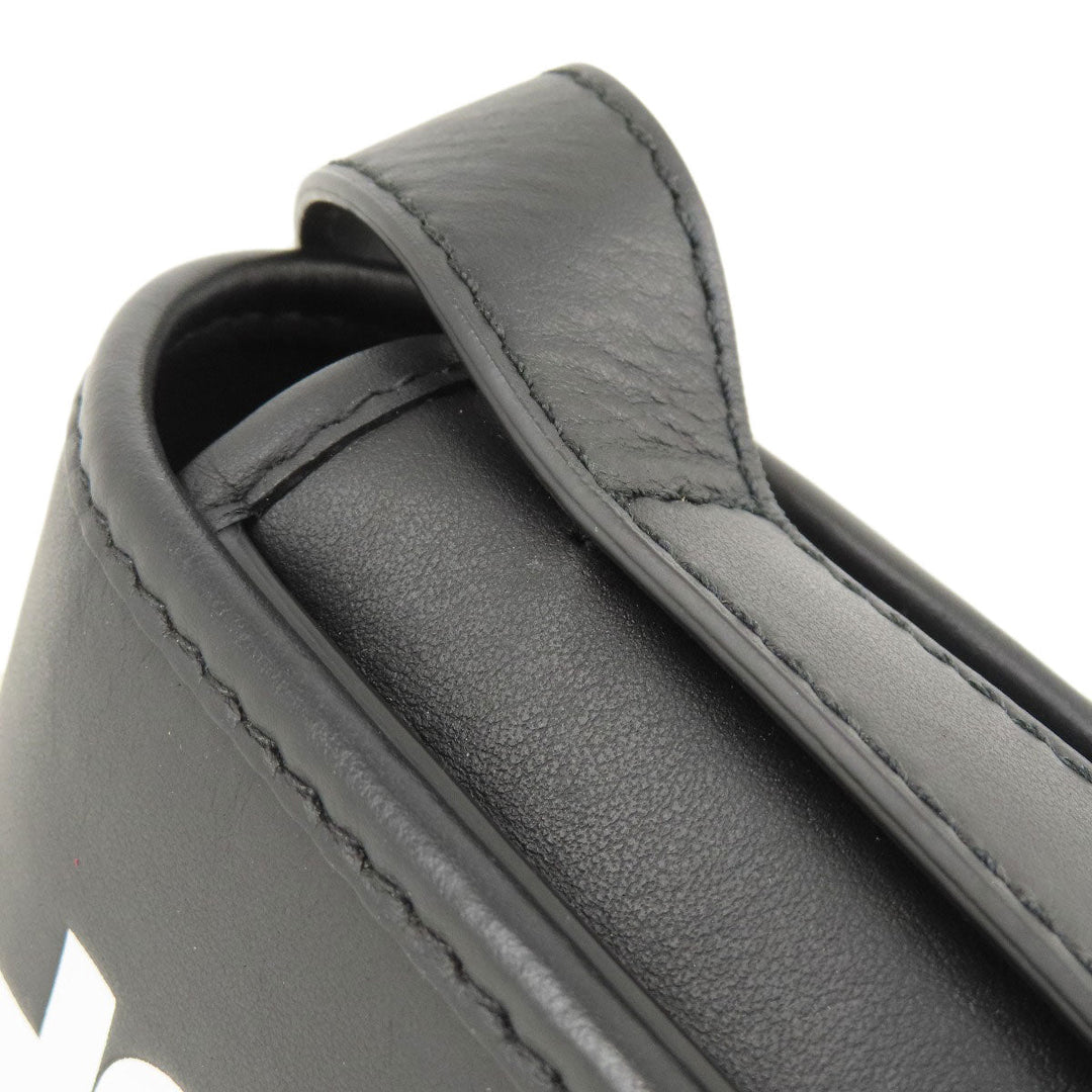 BURBERRY Shoulder Bag leather black logo Women Used Authentic